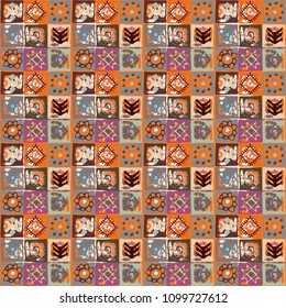 Ethnic seamless pattern. Tribal art print. Abstract geometric background. Tile, patchwork. Fabric design