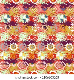 Ethnic seamless pattern. Tribal art print. Abstract geometric background. Fabric design