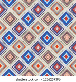 Ethnic seamless pattern. Tribal art boho print. Abstract tiled geometric background texture