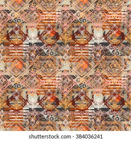 Ethnic seamless pattern. Tribal art boho print, abstract vintage ornament. Background texture, decoration