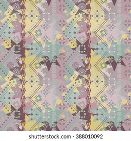 Ethnic seamless pattern. Tribal art abstract boho print, vintage ornament, camouflage. Background texture, wallpaper, wrapping
