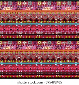 Ethnic seamless pattern. Tribal art boho print, abstract ornament. Background texture, decoration