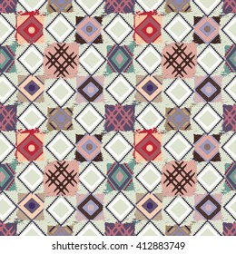 Ethnic seamless pattern. Tribal art boho print, abstract ornament. Background texture, tile, patchwork