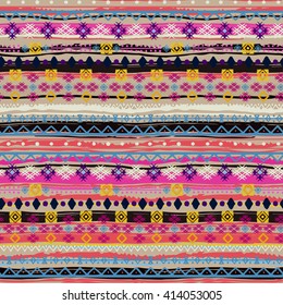 Ethnic seamless pattern. Tribal art colorful boho print, abstract boho pattern. Background texture, decoration, wrapping, wallpaper
