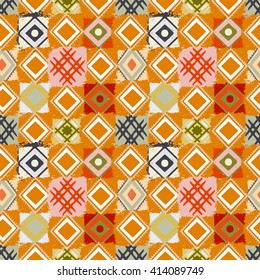 Ethnic seamless pattern. Tribal art boho print, abstract ornament. Background texture, tile, patchwork