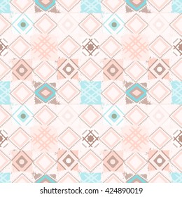 Ethnic seamless pattern. Tribal art boho print, abstract ornament. Background texture, tile, patchwork