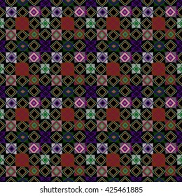 Ethnic seamless pattern. Tribal art boho print, abstract ornament. Background texture, tile, patchwork