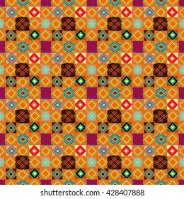 Ethnic seamless pattern. Tribal art boho print, abstract ornament. Background texture, tile, patchwork