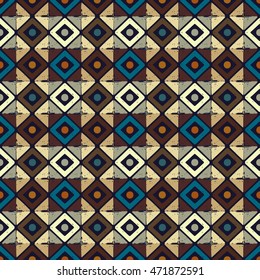 Ethnic seamless pattern. Tribal art boho print. Abstract geometric ornament. Background texture, tile, patchwork