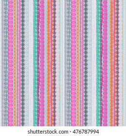 Ethnic seamless pattern. Tribal art. Old background texture. Boho motif. Geometric ornament. Carpet, embroidery
