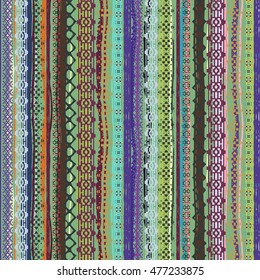 Ethnic seamless pattern. Tribal art. Old background texture. Boho motif. Geometric ornament. Carpet, embroidery