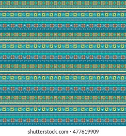 Ethnic seamless pattern. Tribal art. Old abstract background texture. Boho motif. Geometric ornament. Carpet, embroidery
