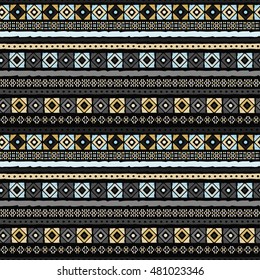 Ethnic seamless pattern. Tribal art. Old abstract background texture. Boho motif. Geometric ornament. Carpet, embroidery