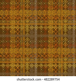 Ethnic seamless pattern. Tribal art. Old abstract background texture. Boho motif. Geometric, floral ornament. Carpet, embroidery