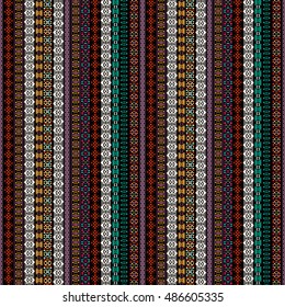 Ethnic seamless pattern. Tribal art. Old abstract background texture. Boho motif. Geometric ornament. Carpet, embroidery. Vector design
