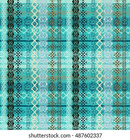 Ethnic seamless pattern. Tribal art print. Old abstract background texture. Boho style. Geometric ornament. Carpet, embroidery. Vector design