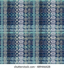 Ethnische nahtlose Muster. Tribal Art Print. Alte abstrakte Hintergrundtextur. Boho-Stil. Geometrisches Ornament. Teppich, Stickerei. Vektordesign