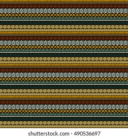 Ethnic seamless pattern. Tribal art print. Old abstract background texture. Boho style. Geometric ornament. Carpet, embroidery. Vector design