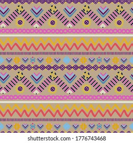 Ethnic seamless pattern. Tribal background. Geometric border print. Fabric design, wallpaper