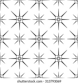 Ethnic seamless pattern. Tribal design. Black on white. Geometric style. Vector illustration.