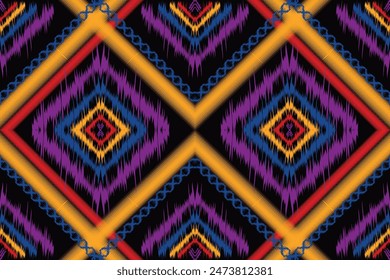 Ethnic Seamless pattern in tribal, folk embroidery, Ikat style. Can be printed and used as wrapping paper, wallpaper, textile, fabric. 