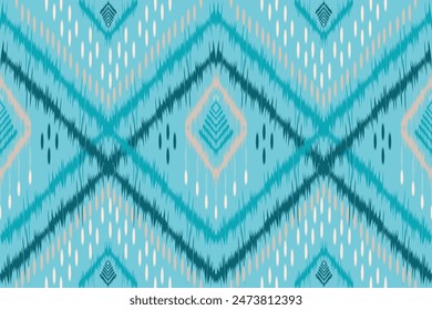 Patrón sin costuras étnico en bordado tribal, folk, estilo Ikat. Se puede imprimir y utilizar como papel de embalaje, Fondo de pantalla, textil, tela. 