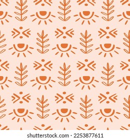 Patrón étnico sin fisuras. Textura de fondo geométrico tribal. Ornamento azteca, letra mínima. Ilustración vectorial. Decorativo fondo abstracto de moda. Estilo retro