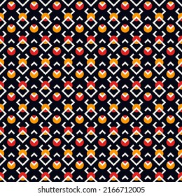 Ethnische nahtlose Muster. Geometrisches Ornament im Stammesstil. Wiederholte Diamanten, Kreise motif. Boho chic abstrakter Geo-Hintergrund. Folklorisches Tapete. Folk Design-Oberflächendruck. Vektorgrafik