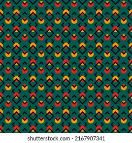 Ethnic seamless pattern. Tribal style geometric ornament. Repeated diamonds, circles motif. Boho chic abstract geo background. Folkloric wallpaper. Folk design surface print. Vector illustration