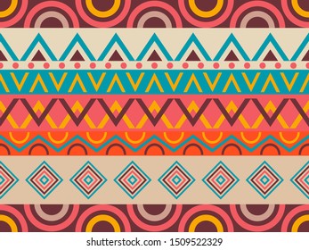 Ethnic seamless pattern. Tribal textiles, hippie fashion style for fabric, clothing and wallpaper. Vector illustration