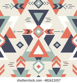 Ethnic seamless pattern vector. Colorful geometric background, tribal print. Navajo oriental backdrop, hand drawn. Traditional ornament for clothing, carpet, fabric, batik. Geometrical print