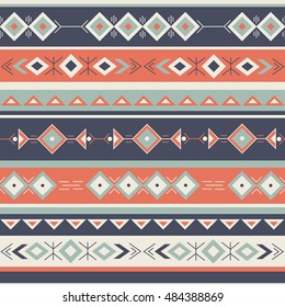 Ethnic seamless pattern vector. Colorful geometric background, tribal print. Navajo oriental backdrop, hand drawn. Traditional ornament for clothing, carpet, fabric, batik. Geometrical print