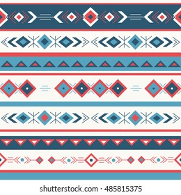 Ethnic seamless pattern vector. Colorful geometric background, tribal print. Navajo oriental backdrop, hand drawn. Traditional ornament for clothing, carpet, fabric, batik. Geometrical print