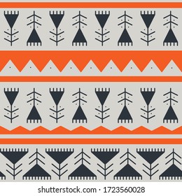 Ethnic seamless pattern. Vector tribal background. Black and white style. Ethnic flowers and geometric frames. Design for fabric, wallpaper, border, wrapping paper.