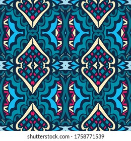Ethnic seamless pattern. Vector tribal background. Doodle damask and indian style, vintage print.