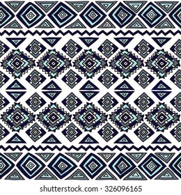 Patrón inconsútil étnico para su diseño. La estructura tradicional de las formas populares. Triángulos, diamantes, rayas, zigzags, pintados a mano.