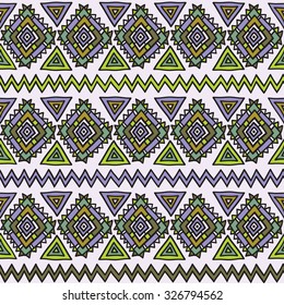 Ethnic seamless pattern for your design. The traditional structure of folk forms. Triangles, diamonds, stripes, zigzags, painted by hand.