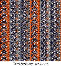 Ethnic seamless pattern for your design. The traditional structure of folk forms. Triangles, diamonds, stripes, zigzags.