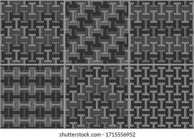 Ethnic seamless patterns collection. Mosaic tiles set. Folk wallpapers. Tribal ornaments. Geometric backdrops. Ethnical motif. Surface textures, textile prints. Abstract backgrounds. Vector images