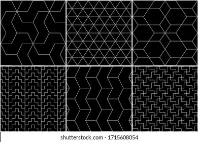 Ethnic seamless patterns collection. Rhombuses, diamonds, lozenges, triangles, hexagons, crosses, chevrons images. Folk prints. Geometrical ornaments set. Tribal wallpapers. Abstracts. Vectors bundle