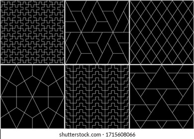 Ethnic seamless patterns collection. Rhombuses, diamonds, lozenges, triangles, hexagons, crosses motif. Folk prints. Geometrical ornaments set. Tribal wallpapers. Abstracts images. Vectors bundle