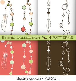 Ethnic seamless patterns collection, tribal vector patterns for design, boho patterns set