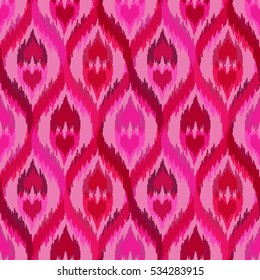 Ethnic seamless pink pattern. Boho textile print. Geometric wallpaper with abstract tile and elements. Romantic background.