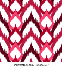 Ethnic seamless pink and white pattern. Boho textile print. Geometric wallpaper with abstract pigtails.