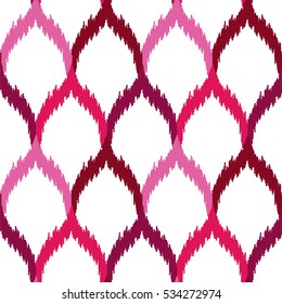 Ethnic seamless pink and white pattern. Boho textile print. Geometric wallpaper with abstract tile.