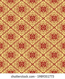Ethnic seamless red and yellow pattern. Japanese style. Swatch is included in EPS file. 