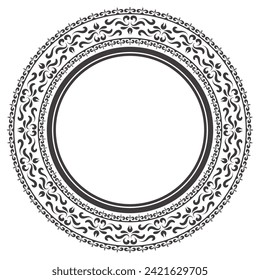 Ethnic seamless round pattern. Vintage frame border ornament vector. Classic ornate antique filigree element. Baroque floral style. Decorative border for frame, textile, fabric, rug, carpet, ring.