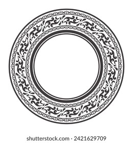 Ethnic seamless round pattern. Vintage frame border ornament vector. Classic ornate antique filigree element. Baroque floral style. Decorative border for frame, textile, fabric, rug, carpet, ring.