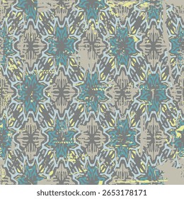 Ethnic seamless rug pattern of rhombus in the northern peoples style. Tribal authentic ornament. Damascus style wallpaper. Decorative mosaic, patchwork background for fabric print. Vector texture