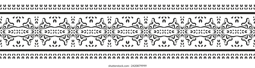 Ethnic seamless stripe pattern. Vintage border ornament vector. Classic ornate antique element. Baroque rococo floral style. Decorative design for frame, page, poster, greeting card, invitation, menu.